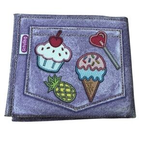 Purple Funky Schylling Jeans Pocket Ice Cream Pie Donut Bifold Wallet